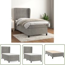 Maison Chic - The Living Store Sommier à lattes de lit et matelas Gris clair 90x190 cm Velours - Lit Plateforme - Lit Velours - Lit Double - Literie