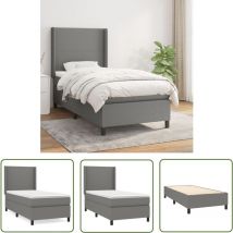 Maison Chic - The Living Store Sommier à lattes de lit et matelas Gris foncé 90x190 cm Tissu - Lit Plateforme - Lit Double - Literie - Matelas à