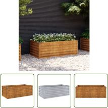 Fuhuida Trading - The Living Store Lit surélevé de jardin 100x50x36 cm acier corten - Jardiniere Exterieur - Bac a Fleurs - Lit Surélevé Jardin