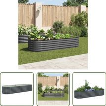 Devenirriche - The Living Store Lit surélevé de jardin 240x80x44 cm Acier galvanisé Gris - Jardiniere Exterieure - Pot De Fleurs - Bac Plante - Lit