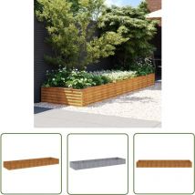 Fuhuida Trading - The Living Store Lit surélevé de jardin 387x100x36 cm acier corten - Jardiniere Exterieur - Bac a Fleurs - Lit Surélevé Jardin