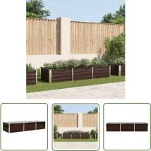 The Living Store Lit surélevé de jardin Marron 240x80x45 cm Acier galvanisé - Jardinière - Pot De Fleurs Extérieur - Bac à Plantation - Jardin