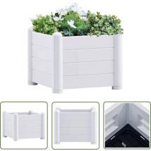 The Living Store Lit surélevé de jardin pp Blanc 43x43x35 cm - Jardiniere - Pot De Fleurs - Plante Exterieur - Bac De Culture - Fleurissement