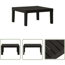 The Living Store - Table de salon de jardin Plastique Gris - Table De Jardin - Table D'extérieur - Mobilier De Jardin - Table Ronde - Table En