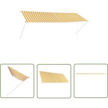 The Living Store - Auvent rétractable 350x150 cm Jaune et blanc - Auvent Retractable - Store Banne - Parasol - Protection Solaire - Jardin