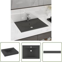 Doc&et² - The Living Store Luxus-Waschbecken mit Hahnloch Matt-Dunkelgrau 60x46 cm Keramik - Dusche Waschen - Handwaschbecken - Küchenspüle