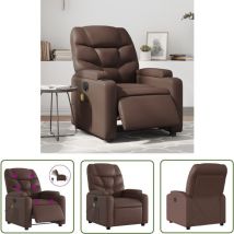 Massagesessel Elektrisch Braun Kunstleder - Massage Sessel - Elektrischer Sessel - Relaxsessel - Fernsehsessel - Leder Sessel - The Living Store