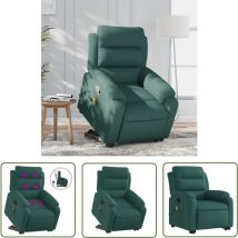 Massagesessel mit Aufstehhilfe Dunkelgrün Stoff - Massage Stuhl - Relaxsessel - Fernsehsessel - Elektrischer Liftstuhl - Ergonomischer Sessel - The