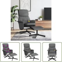 The Living Store - Massagesessel mit Fußhocker Dunkelgrau Stoff - Massage Stuhl - Relaxstuhl - Entspannungssessel - Ergonomischer Sessel - Elektrisch