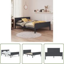 The Living Store Massivholzbett ohne Matratze Grau 120x200 cm Kiefernholz - Massivholzbette - Kiefernholzbette - Holzbetten - Doppelbett - Bettgestell