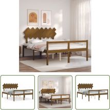 The Living Store Seniorenbett mit Kopfteil Honigbraun Kingsize Massivholz - Seniorenbett - Massivholzbette - Kiefernholzbett - Doppelbett - Kingsize