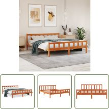 The Living Store - Massivholzbett ohne Matratze Wachsbraun 160x200 Kiefernholz - Holzbett - Kiefernholzbett - Doppelbett - Bettrahmen