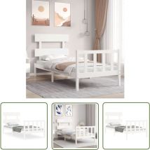 The Living Store Massivholzbett ohne Matratze Weiß 90x200 cm Kiefernholz - Holzbett - Kiefernholzbett - Doppelbett - Weißes Bett - Massives Holzbett