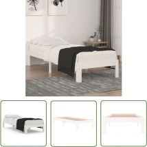 The Living Store Massivholzbett Weiß 75x190 cm - Holzbett - Massivholzbette - Kiefernbett - Weißes Bett - Einzelbett