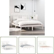 The Living Store Massivholzbett ohne Matratze Weiß 120x200 cm - Massivholzbette - Kiefernbett - Doppelbett - Weißes Bett - Bettrahmen