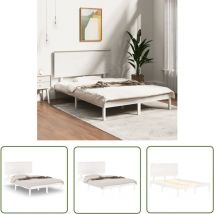 Doc&et² - The Living Store Massivholzbett ohne Matratze Weiß 140x190 cm Kiefernholz - Holzbett - Kiefernholzbett - Doppelbett - Weißes Bett