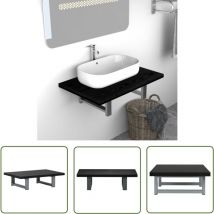 The Living Store - Meuble de salle de bain Noir 60x40x16,3 cm - Étagère Salle De Bain - Meuble Salle De Bain - Rangement Salle De Bain - Étagère