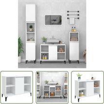 Meuble d'évier blanc 80x33x60 cm bois d'ingénierie - Armoire De Salle De Bain - Meuble Vasque - Meuble Sous Évier - Rangement Salle De Bain - Meuble