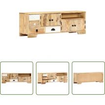 Meuble tv 120x30x40 cm Bois massif de manguier - Meubles Tv - Meuble Tv - Meuble Audio - Rangement Tv - Console Tv - The Living Store