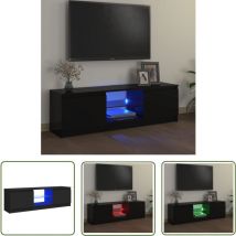Longziming - The Living Store Meuble tv avec lumières led Noir 120x30x35,5 cm - Meuble Tv - Meuble Téléviseur - Armoire Tv - Télévision Murale