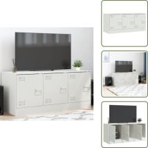 The Living Store Meuble TV blanc 99x39x44 cm acier - Meubles Tv - Meuble Tv - Meuble Television - Bureau Tv - Support Tv