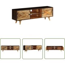 Longziming - The Living Store Meuble tv Bois de manguier massif 140 x 30 x 45 cm - Meuble Tv - Meuble Audio - Rangement Salon - Bois Massif