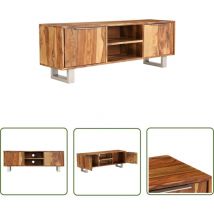 Longziming - The Living Store Meuble tv Bois de Sesham massif avec finition miel 118x30x40 cm - Meubles Tv - Meuble Tv Bois - Meuble Tv Vintage