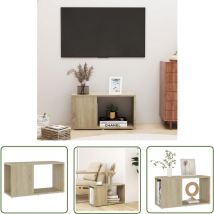 Triomphe - The Living Store Meuble tv Chêne sonoma 60x24x32 cm Bois d'ingénierie - Meuble Tv - Meuble Salon - Rangement Tv - Support Tv