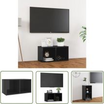 Longziming - The Living Store Meuble tv gris brillant 72x35x36,5 cm bois d'ingénierie - Meubles Tv - Meuble Tv - Support Tv - Télévision - Rangement
