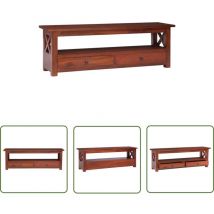 Devenirriche - The Living Store Meuble tv Marron 115x30x40 cm Bois d'acajou massif - Meuble Tv - Meuble Tv En Bois - Meuble Tv Vintage - Meuble Tv