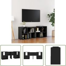 The Living Store - Meuble tv Noir 104x30x52 cm Bois d'ingénierie - Meubles Tv - Meuble Tv Noir - Meuble Télé Design - Rangement Tv - Bibliothèque