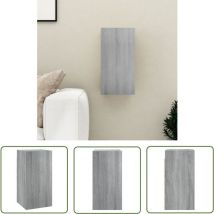The Living Store - Meubles tv Sonoma gris 30,5x30x60 cm Bois d'ingénierie - Meuble Tv Mural - Meuble Télé Suspendue - Étagère Tv - Support Tv
