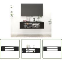The Living Store - Meuble tv suspendu Noir 100x30x26,5 cm Bois d'ingénierie - Meuble Tv Suspendu - Meuble Tv Noir - Meuble Tv Design - Meuble Tv