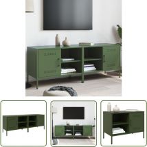 The Living Store - Meubles tv 2 pcs vert olive 68x39x50,5 cm acier - Meuble Tv Industriel - Meuble Tv Design - Meuble Tv Acier - Rangement Tv