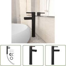 The Living Store - Mitigeur de salle de bain Noir 12x30 cm - Robinet Salle De Bain - Mitigeur Lavabo - Robinetterie Salle De Bain - Mitigeur Noir