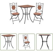Longziming - The Living Store Ensemble de bistro 3 pcs mosaïque Carreau céramique Terre cuite - Ensemble De Bistro - Salon De Jardin - Meubles De
