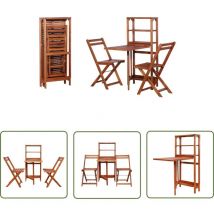 Devenirriche - The Living Store Mobilier de bistro pliable 3 pcs Bois d'acacia solide - Meubles De Jardin - Salon De Jardin - Mobilier En Bois