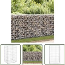 Longziming - The Living Store Mur en gabion avec couvercles Acier galvanisé 60x50x100 cm - Mur En Gabion - Cloture Gabion - Panneau Gabion