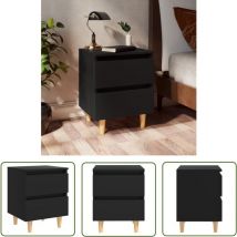Tuserxln - The Living Store Nachttisch mit Kiefernholz-Beinen Schwarz 40x35x50 cm - Nachttisch - Schwarzer Nachttisch - Skandinavisches Möbelstück