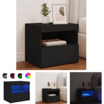 Nachttisch mit LED-Leuchten Schwarz 50x40x45 cm - Nachttische - Schwarz - The Living Store