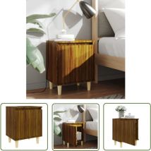 Tuserxln - The Living Store Nachttisch mit Massivholz-Beinen Braun Eichen-Optik 40x30x50cm - Nachttisch - Wohnzimmer Dekoration - Eiche Optik