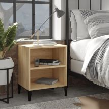 Holz Nachttisch - Vidaxl Nachttisch Mit Metallbeinen Sonoma-eiche 40x30x50 Cm - Sonoma-eiche