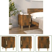 The Living Store Nachttisch Räuchereiche Holzwerkstoff - Nachttisch - Wohnzimmermöbel - Beistelltisch - Holzmöbel - Holzwerkstoff