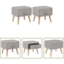 Helloshop26 - The Living Store Nachttische 2 Stk. Grau 40 x 35 x 40 cm Stoff - Nachttisch - Grau - Massivholz - Stoff - Kommode