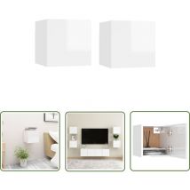 Devenirriche - The Living Store Nachttische 2 Stk. Hochglanz-Weiß 30,5x30x30 cm Holzwerkstoff - Nachttische - Holzwerkstoff Möbel - Wohnzimmer Deko