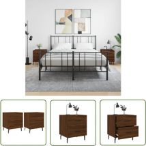 The Living Store Nachttische 2Stk. Braun Eichen-Optik 40x35x47,5cm Holzwerkstoff - Nachttische - Holzwerkstoff Möbel - Eiche Look - Wohnzimmer
