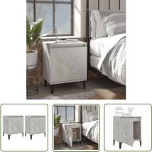 Doc&et² - The Living Store Nachtschränke mit Metallbeinen Betongrau 40x30x50 cm - Beton Tisch - Industriel Design - Nachttisch Grau - Metall Beine