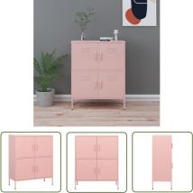 The Living Store - Armoire de rangement Rose 80x35x101,5 cm Acier - Armoire De Rangement - Meuble De Rangement - Armoire Rose - Armoire Acier