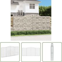 The Living Store - Gabion pour Pierres arqué Panier de gabions - Cage à pierre 400x30x180/200 cm Fer galvanisé BV468016 - BonneVie