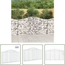 Paniers à gabions arqués 10 pcs 200x30x100/120 cm Fer galvanisé - Panier à Gabions - Mur De Gabion - Gabion - Clôture De Jardin - Décoration De